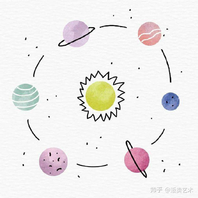 小星球水彩手绘