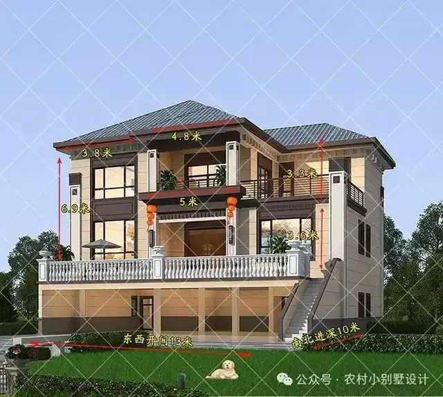 农村惊现神级别墅，30套一层架空带露台新中式自建房， 别墅天花板 - 知乎