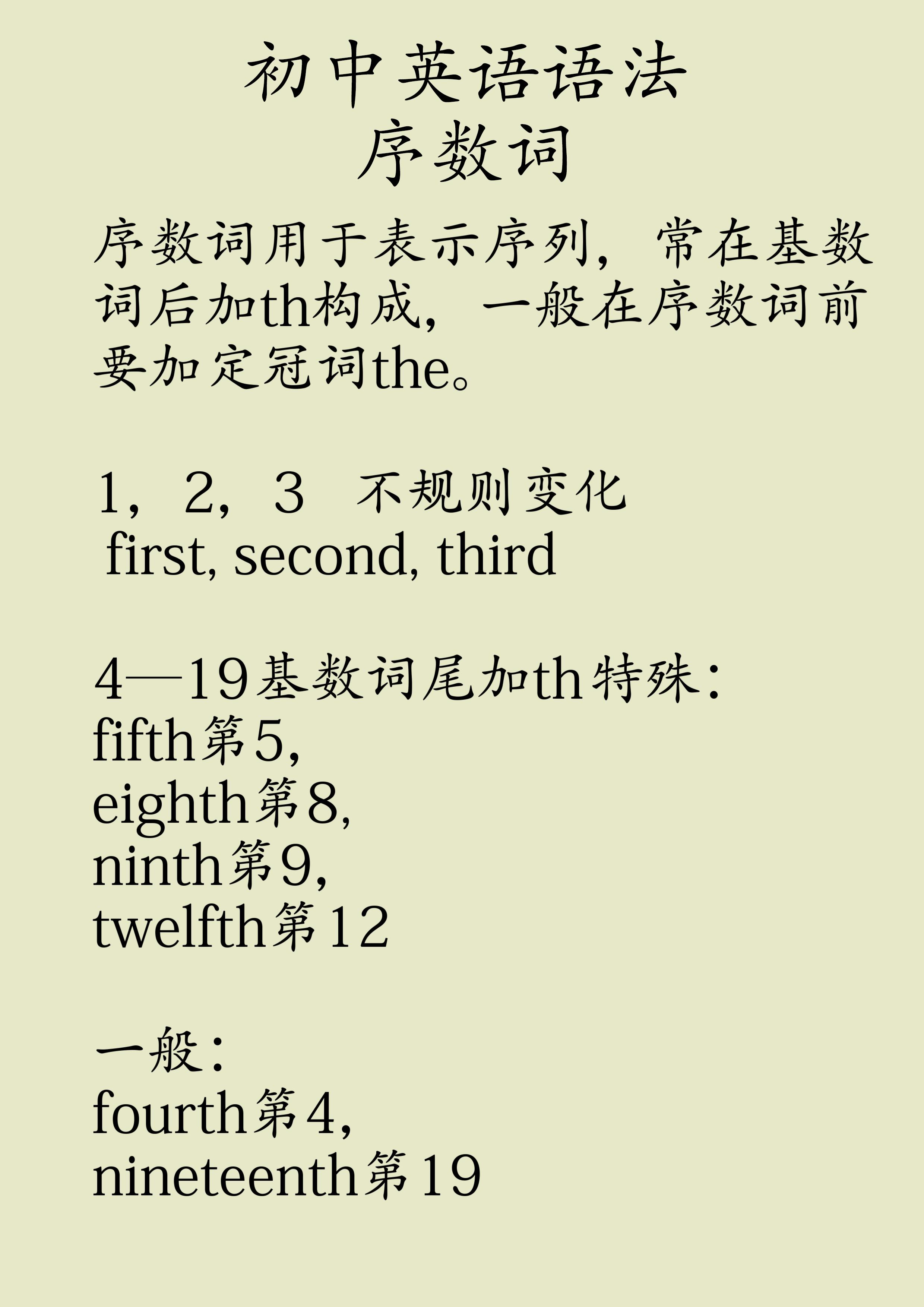 初中英语语法 序数词的使用 - 知乎