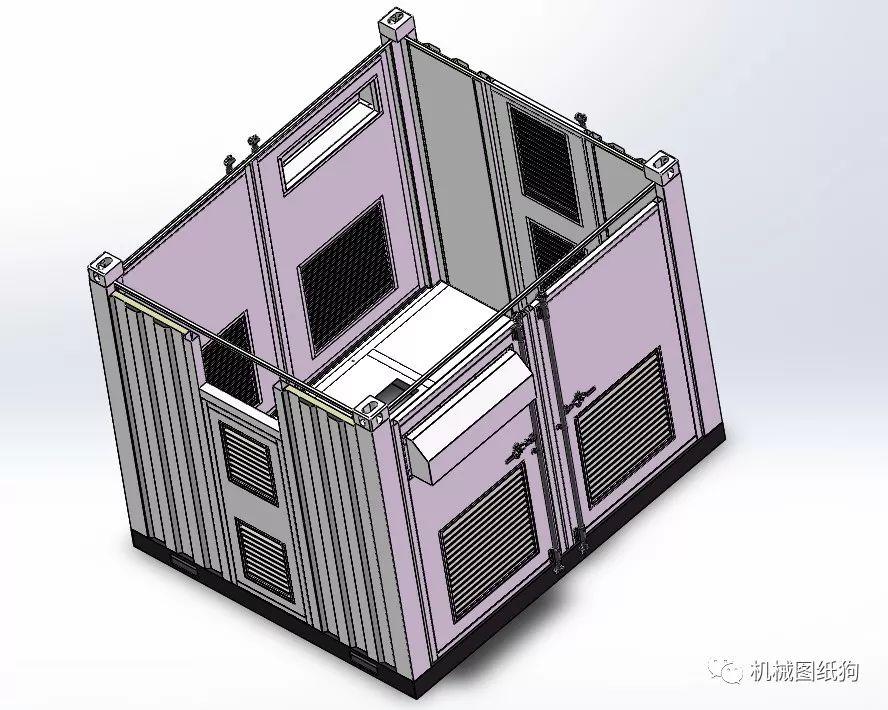 工程機械集裝箱式箱變鈑金結構3d圖紙solidworks設計