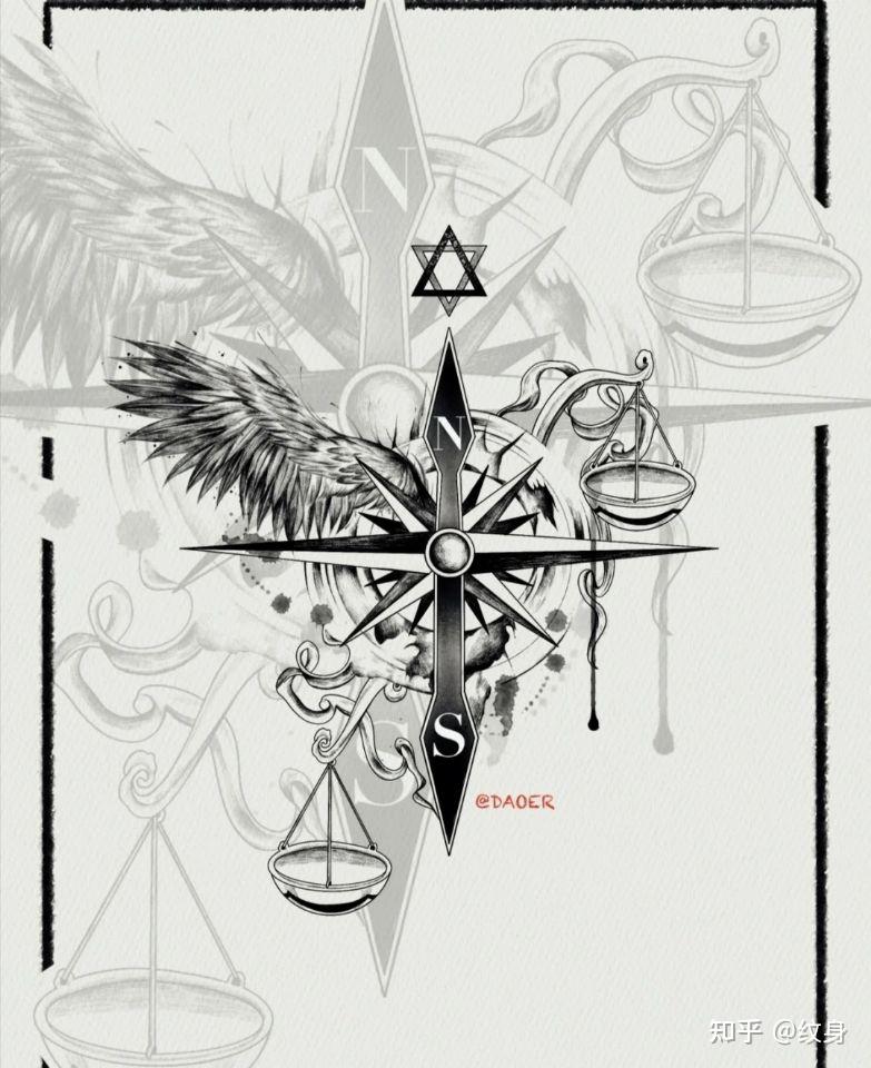 天使纹身手稿图案恶魔纹身手稿翅膀纹身素材