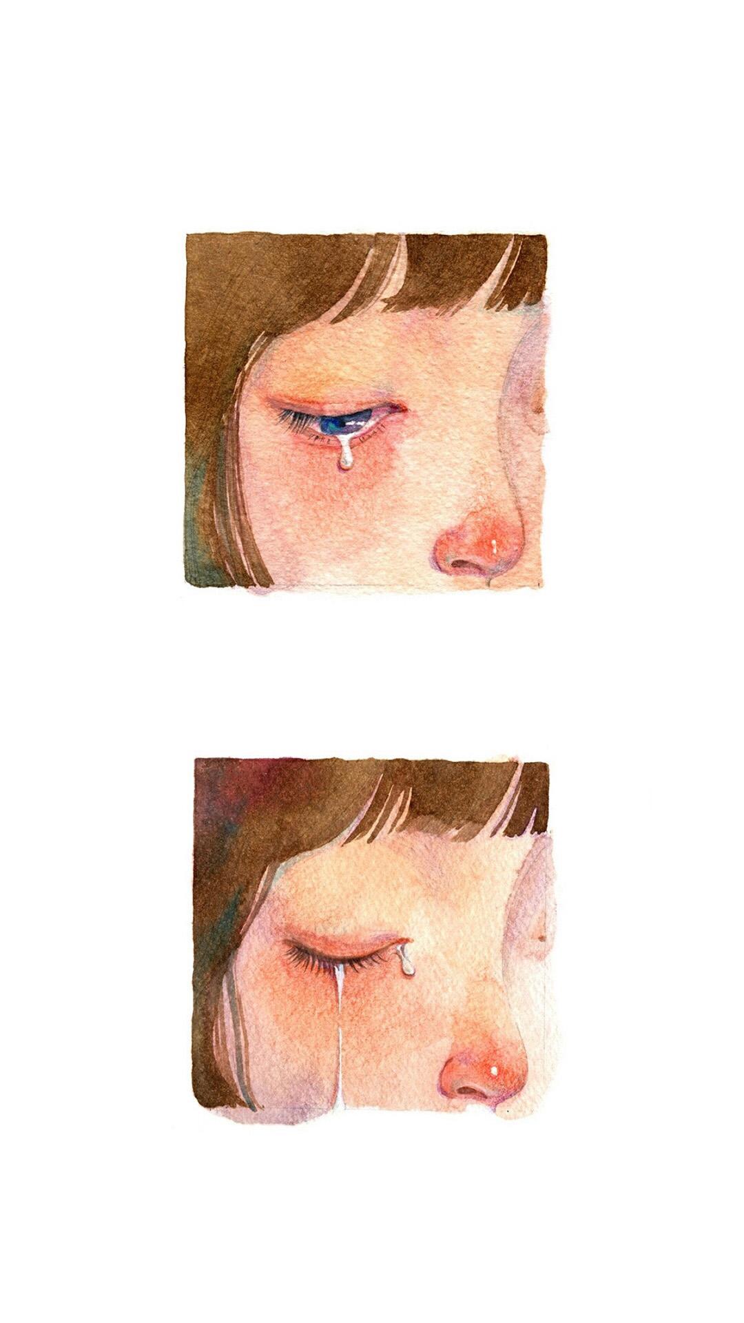 有没有那种很唯美的二次元女孩流泪的壁纸?