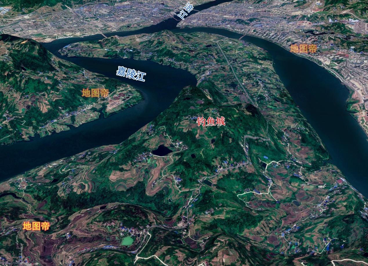 图-钓鱼城地形示意图钓鱼城是南宋对抗蒙元重要的军事要塞,钓鱼城之战