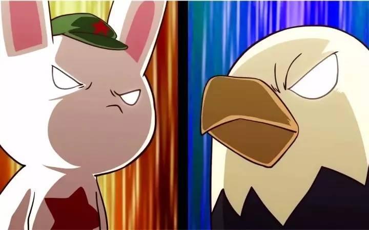 美国则由它们的国鸟"白头鹰"代表;"毛熊"指的是苏联,因苏联北极圈冰原