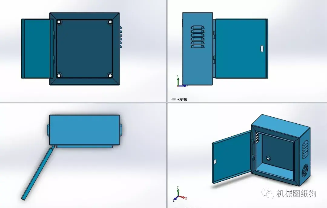 工程機械電氣箱配電箱鈑金結構3d圖紙solidworks設計