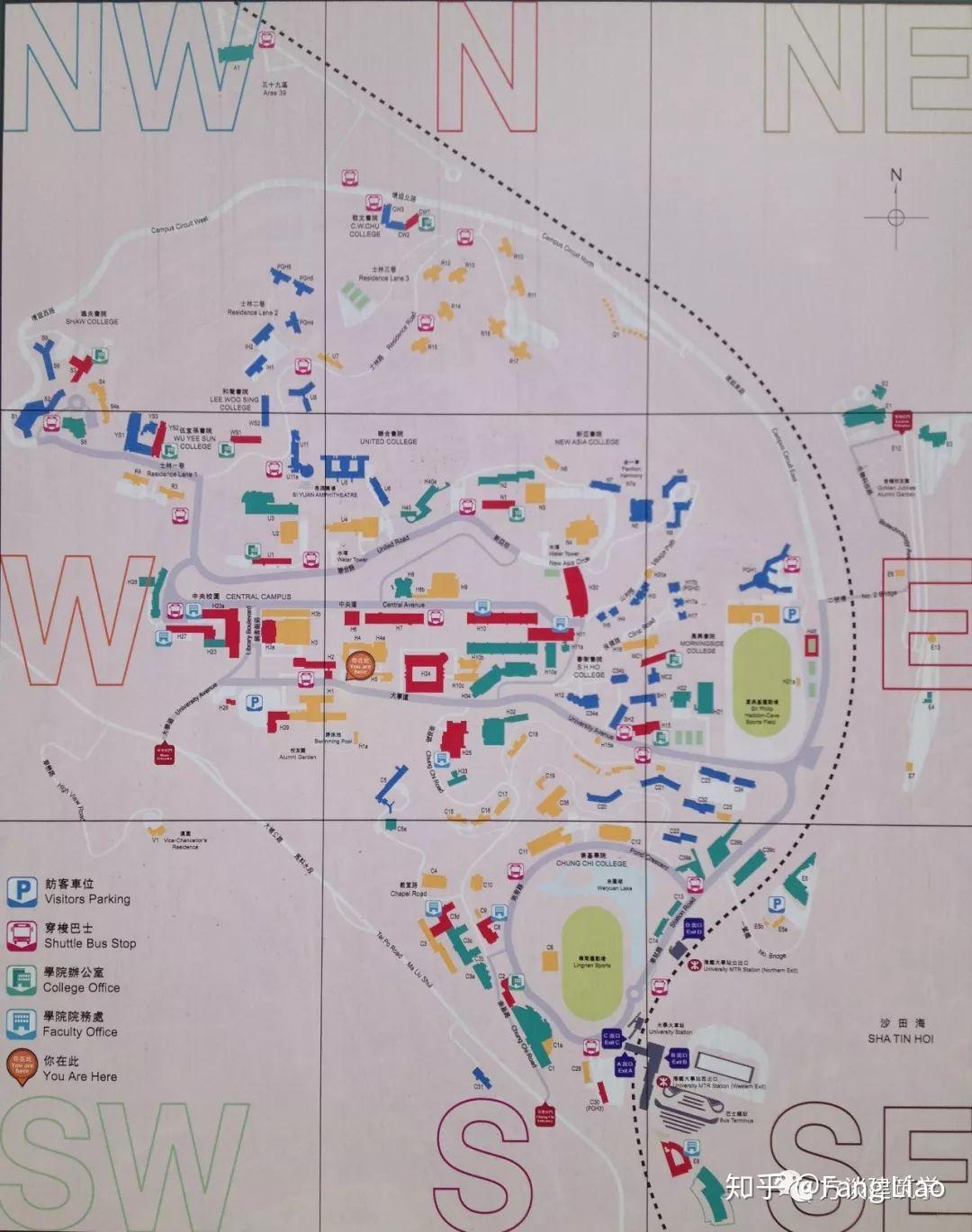 香港中文大学总平面图新亚书院,崇基学院,联合书院于1963年合并组成