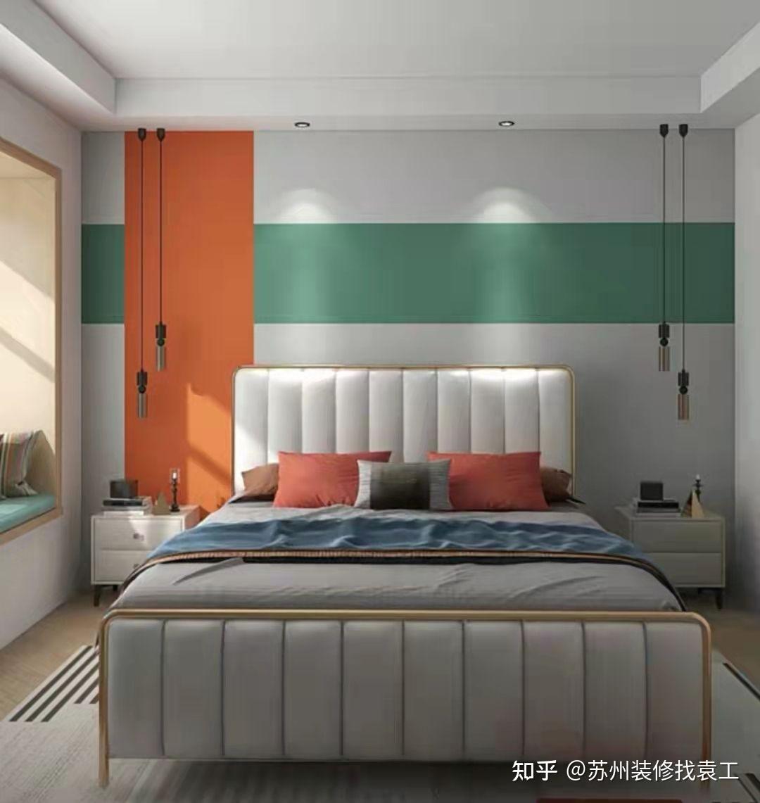 卧室艺术漆背景墙效果图-卧室床头艺术漆装修效果图 - 知乎