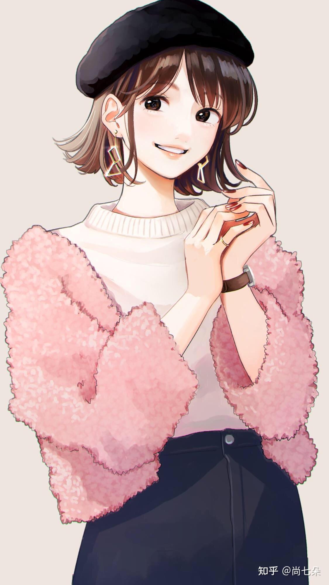 毛衣女孩二次元漫画插画人物图片保存第一组 - 知乎
