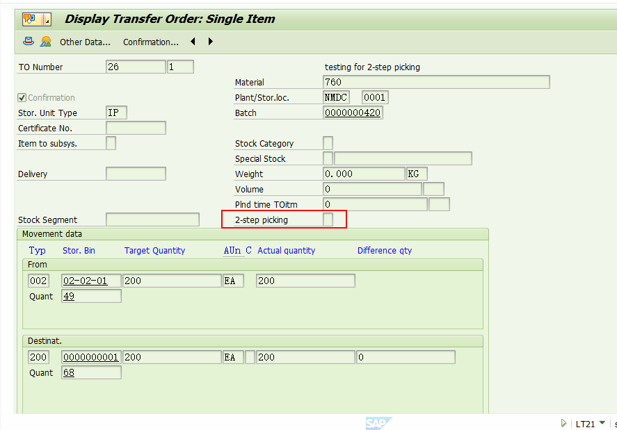 SAP WM 2Step Picking的TO单据特殊的地方 知乎
