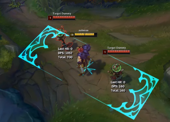 e技能就像作者上篇写过预测sett技能一样,能让你抓住两边的敌人包括