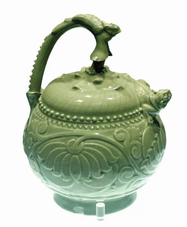 中国宋代耀州窯  倒流壶￼  陽刻花紋  古美術品 中国宋代耀州窯 倒流壶￼ 陽刻花紋 古美術品