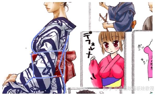 最后,说明穿和服时胸部的描绘方法.