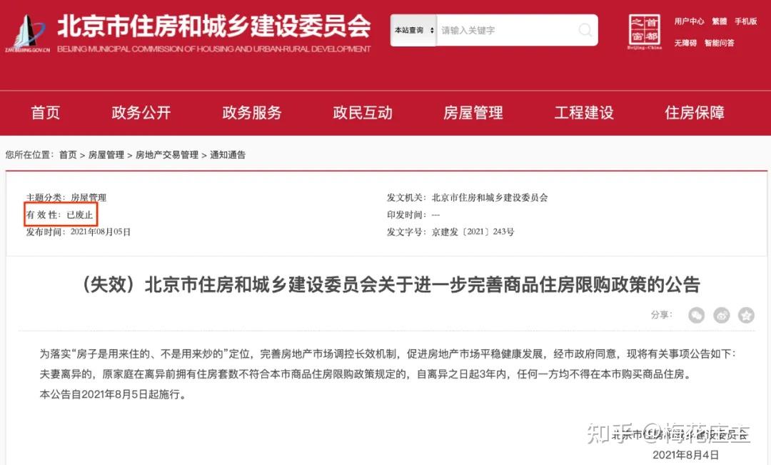 北京楼市取消“离婚限购”政策,未来可能还会继续松绑? - 知乎