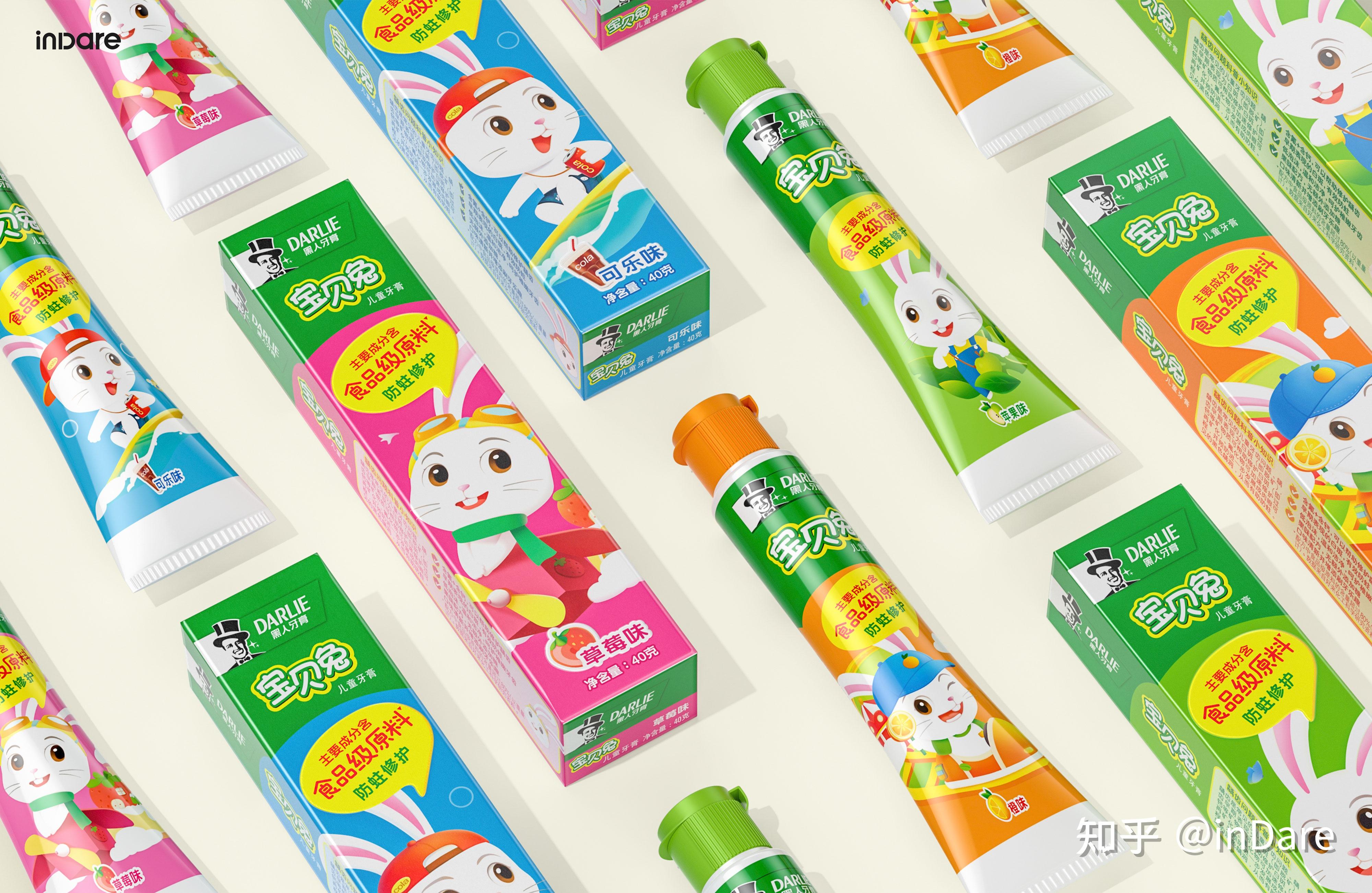 黑人70indare儿童牙膏bunny兔ip创意包装设计