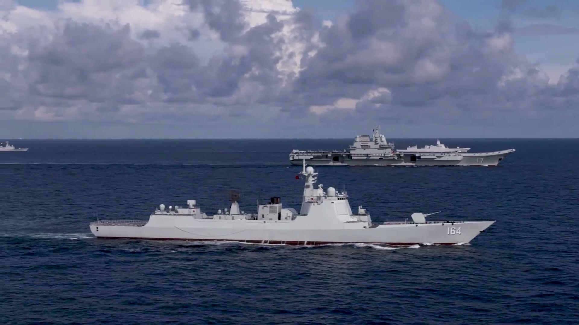 901型综合补给舰,1艘052d型驱逐舰(164桂林舰),1艘054a型护卫舰以及1