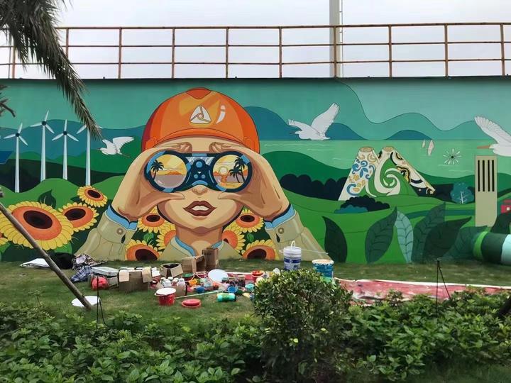 武汉墙体彩绘,手绘文化背景墙,车位涂鸦,3d立体壁画设计,壁画彩绘