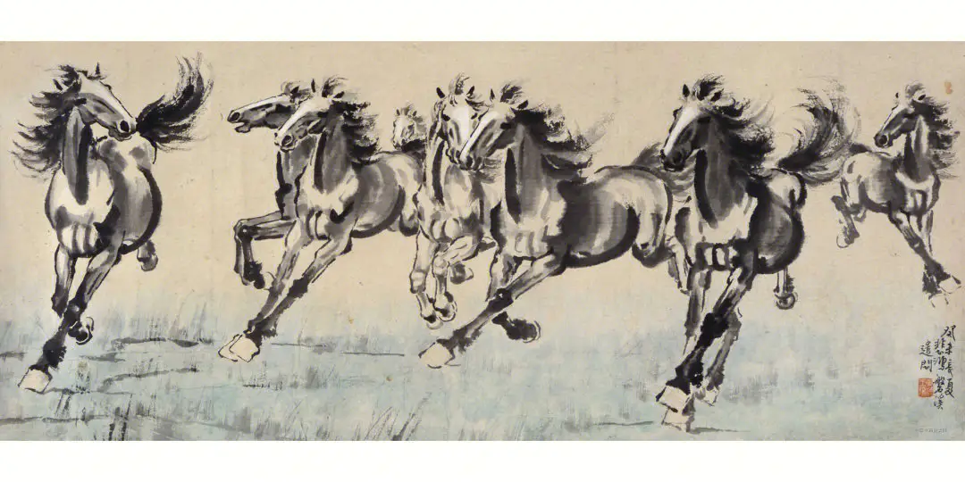 掛け軸】「人物図 徐悲鴻」中国近代画家 美術教育家 肉筆保證 唐物唐本