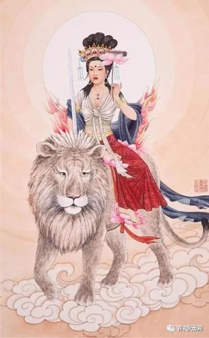 例如智慧第一的文殊菩萨,他的坐骑就是狮子,狮子虽然是百兽之王,也被