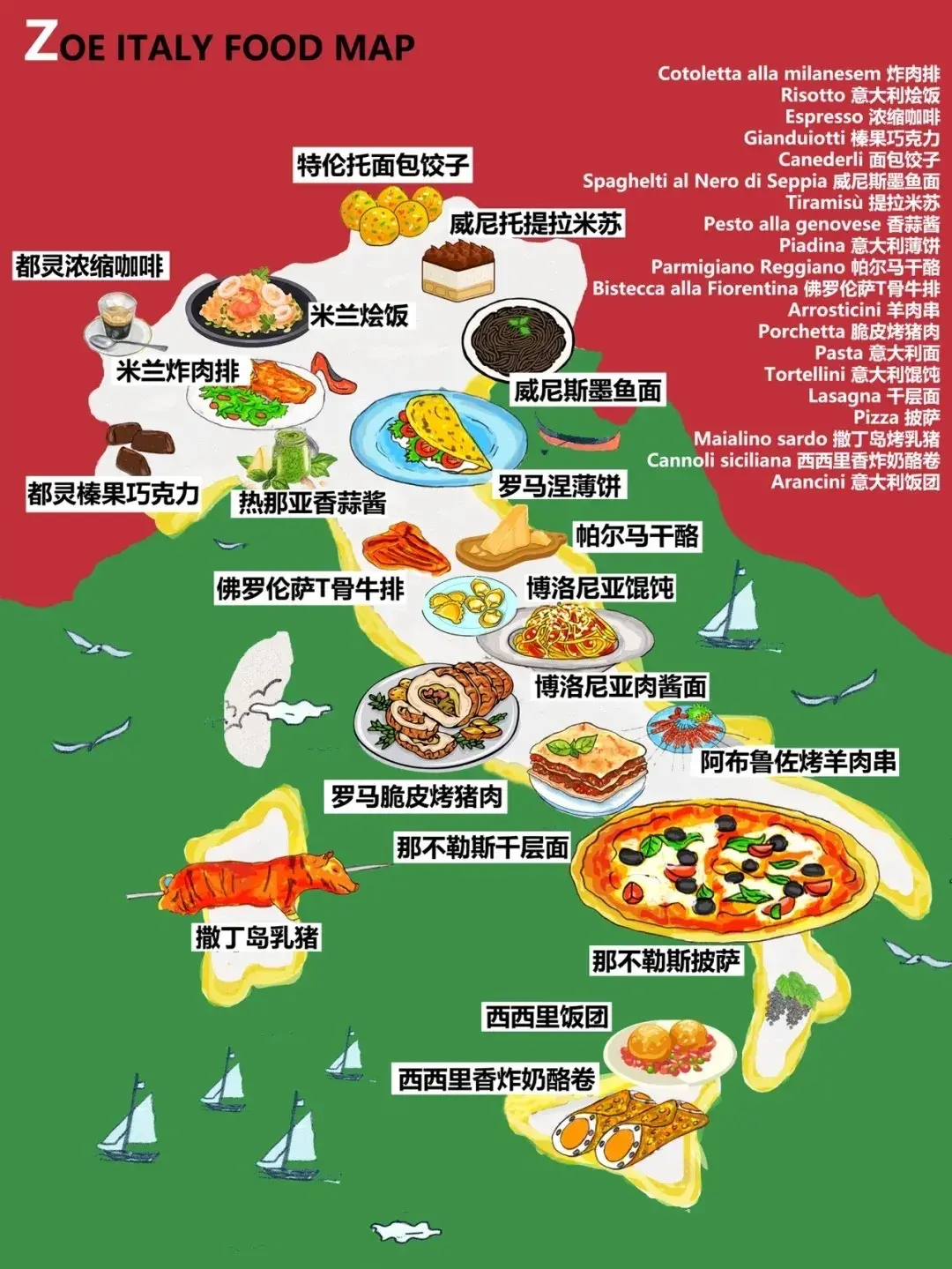 来看看意大利的美食地图吧