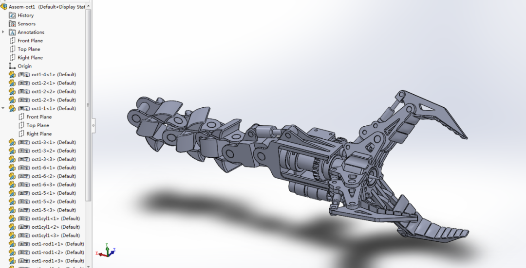 机器人机械章鱼爪机械臂3d数模图纸solidworks设计附xt