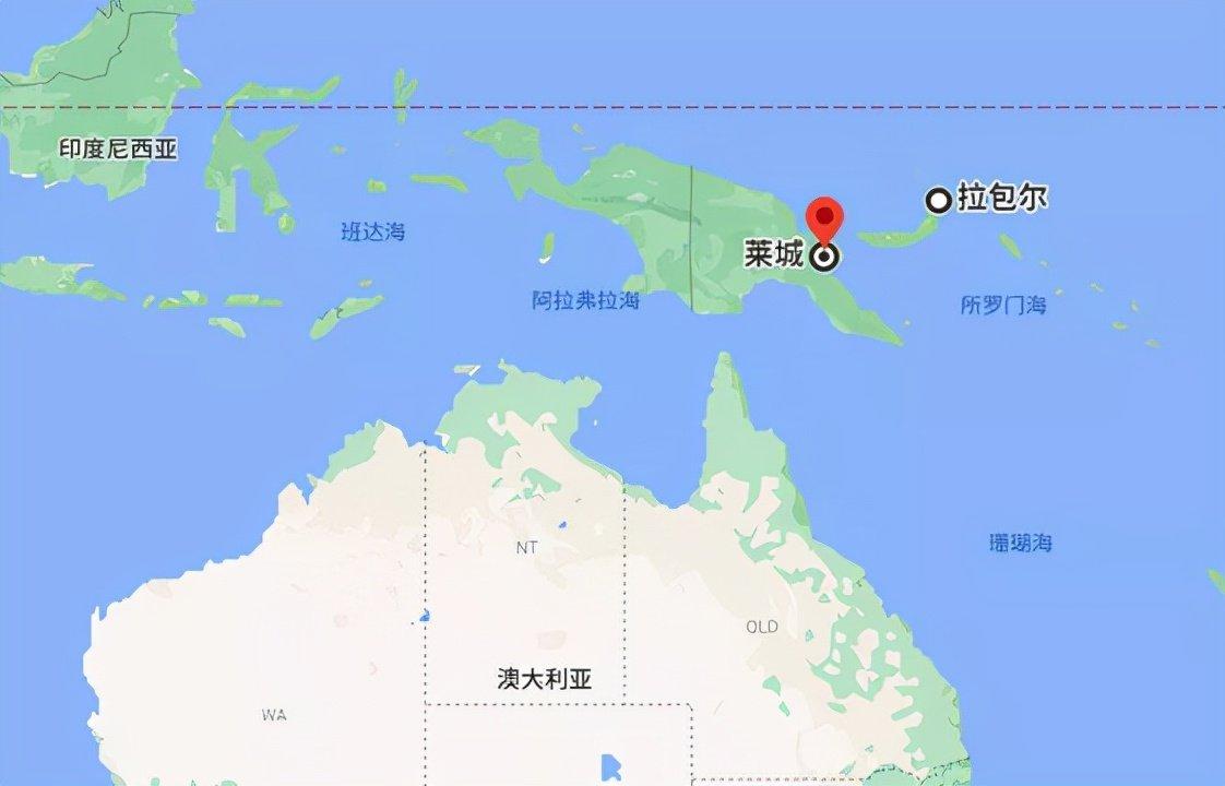 包尓和莱城都属于巴布亚新几内亚,下图就是这两个地方在地图上的位置