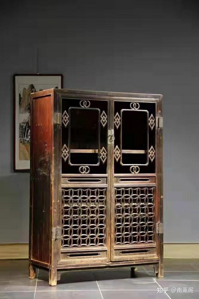 明式四平花格书柜