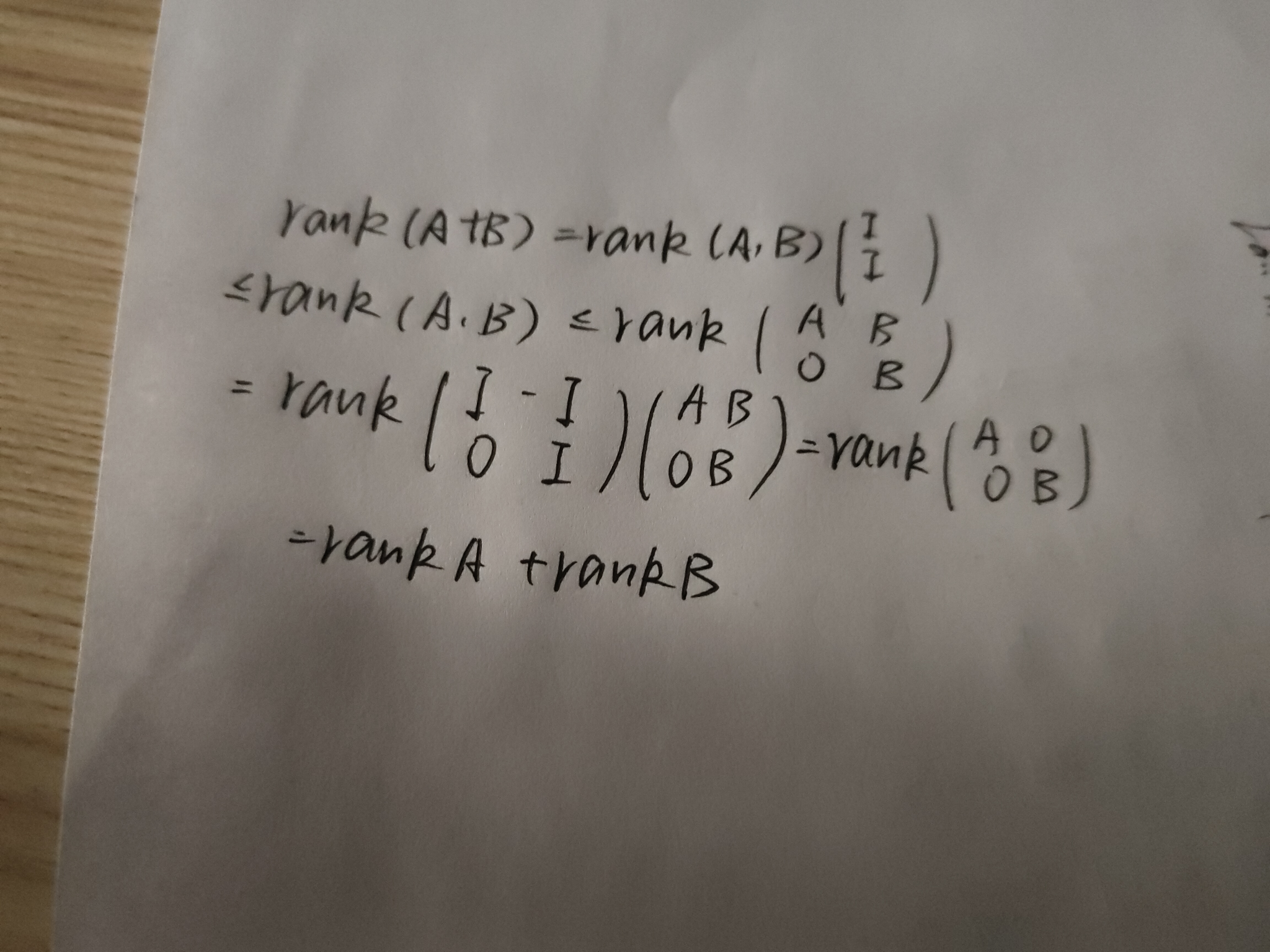 如何证明 Rank[A,B] ≤ Rank(A)+ Rank(B).？ - 知乎