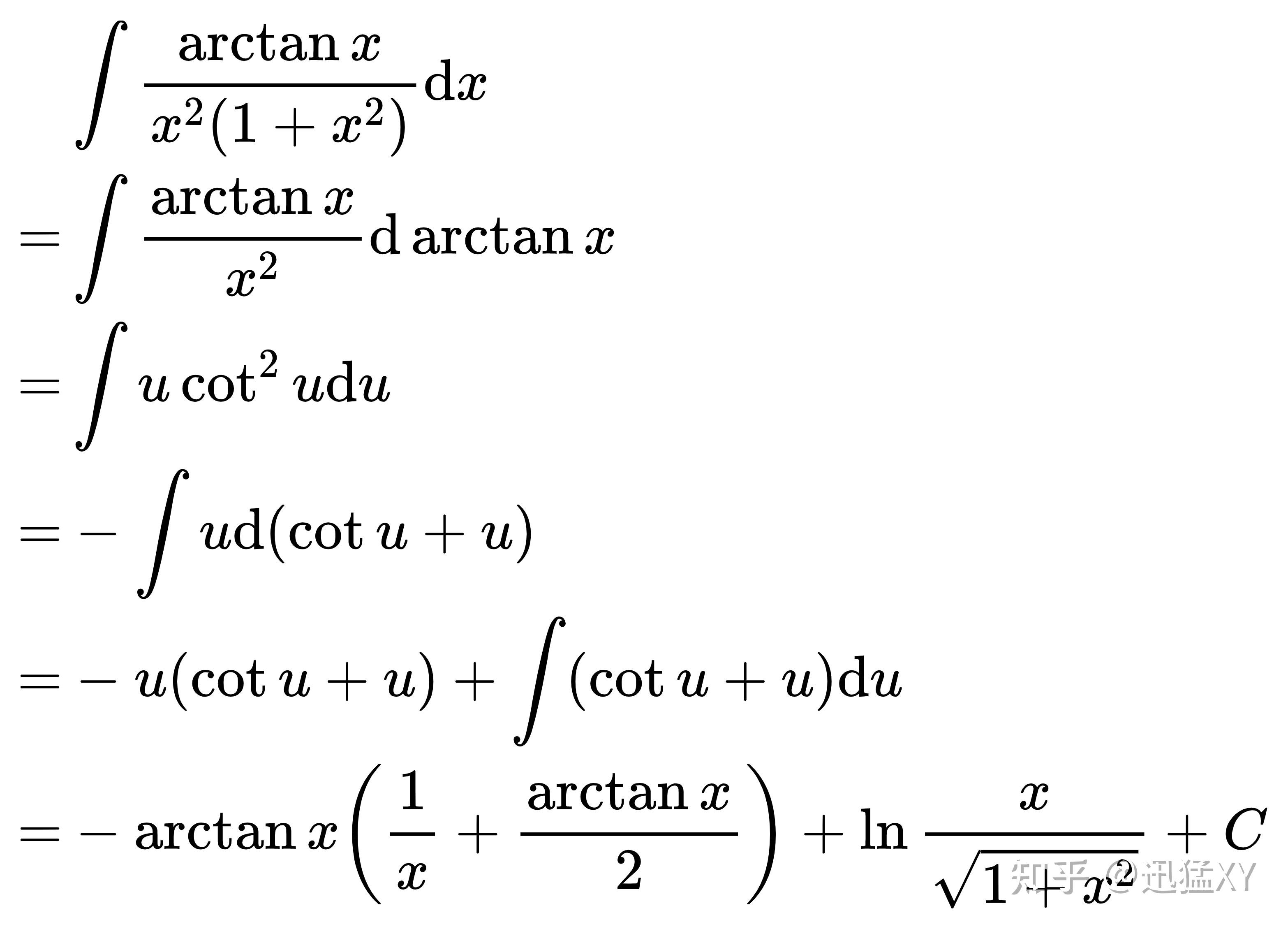 如何求解不定积分arctanxx21x2